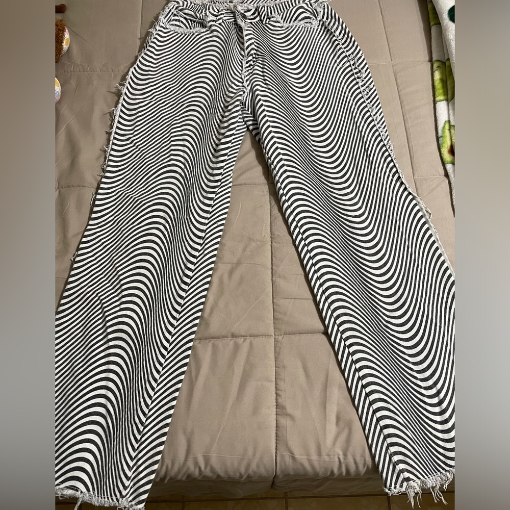 Shein Straight Leg High Waist Zebra Pants Size Medium